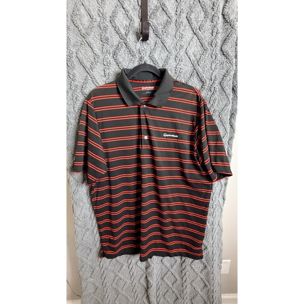 Taylormade Red White Stripe Golf Polo Large Outdoors Sports